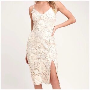 Lulu’s - Steal Your Heart Cream Crochet Lace Midi Dress